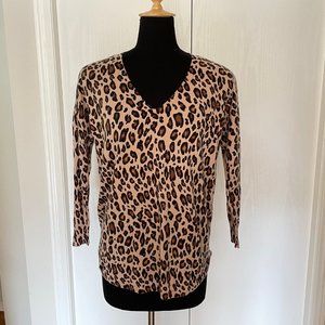 Joie V-Neck Leopard Print Chyanne Sweater